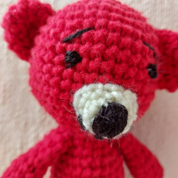 Handmade New Tiny Red Teddy Bear - Picture 3 of 4